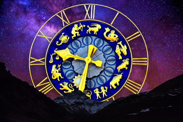starry sky, zodiac sign, clock